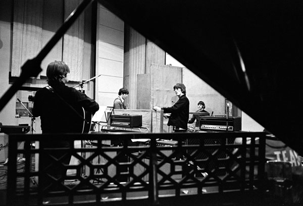 The Beatles in studio recording Revolver (1966)