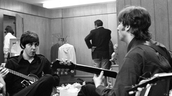 John and Paul recording Revolver at Abbey Road Studio